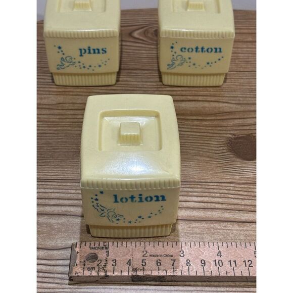 Vintage Nursery CLAROLYTE Storage Decor-Cotton/Pins/Lotion Set of 3-FREE SHIP - Picture 8 of 9